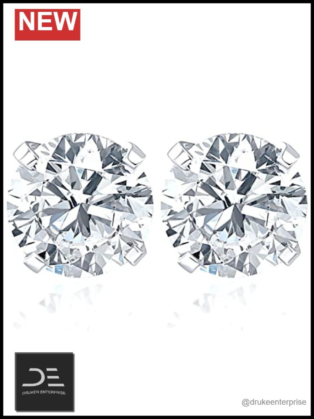 1ct Lab Created Diamond Stud Earrings in White Gold Prong Setting